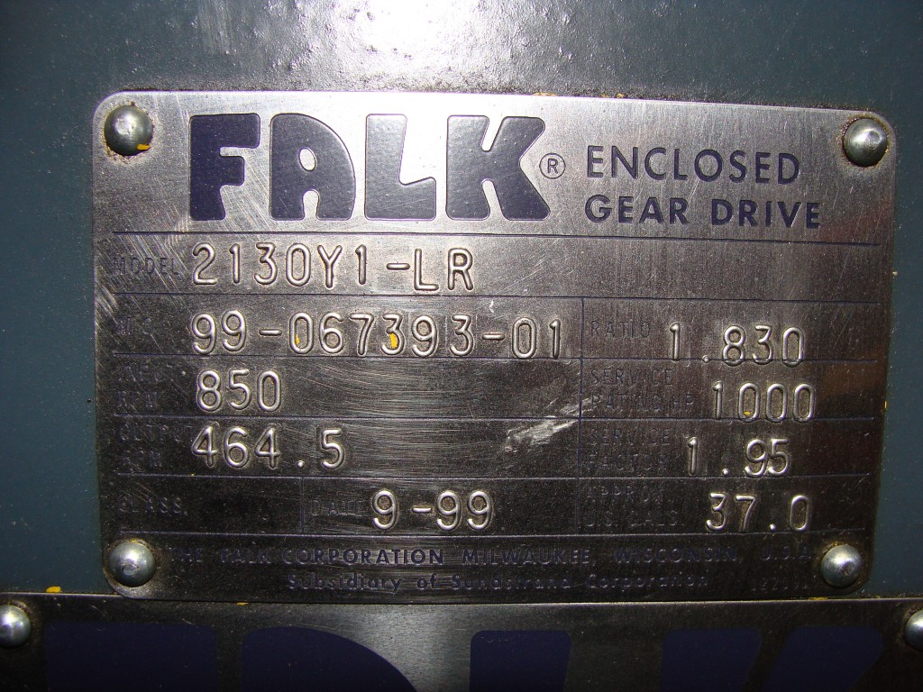 falk parallel gear drive plaque